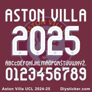 Aston Villa 2024-25 Font Vector Download