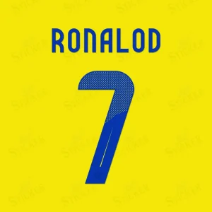 2024-25 Al Nassr Ronaldo #7 nameset, high-quality print for football fans and collectors.