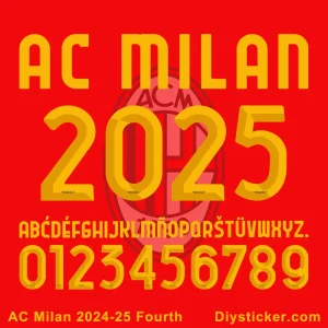 AC Milan 2024-25 Fourth Font Download | TTF, OTF, CDR, AI, PDF Files