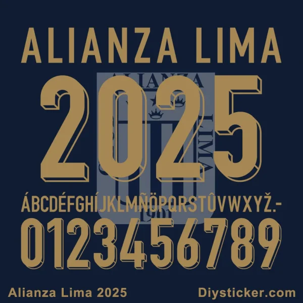 Alianza Lima 2025 font display, numbers and letters.